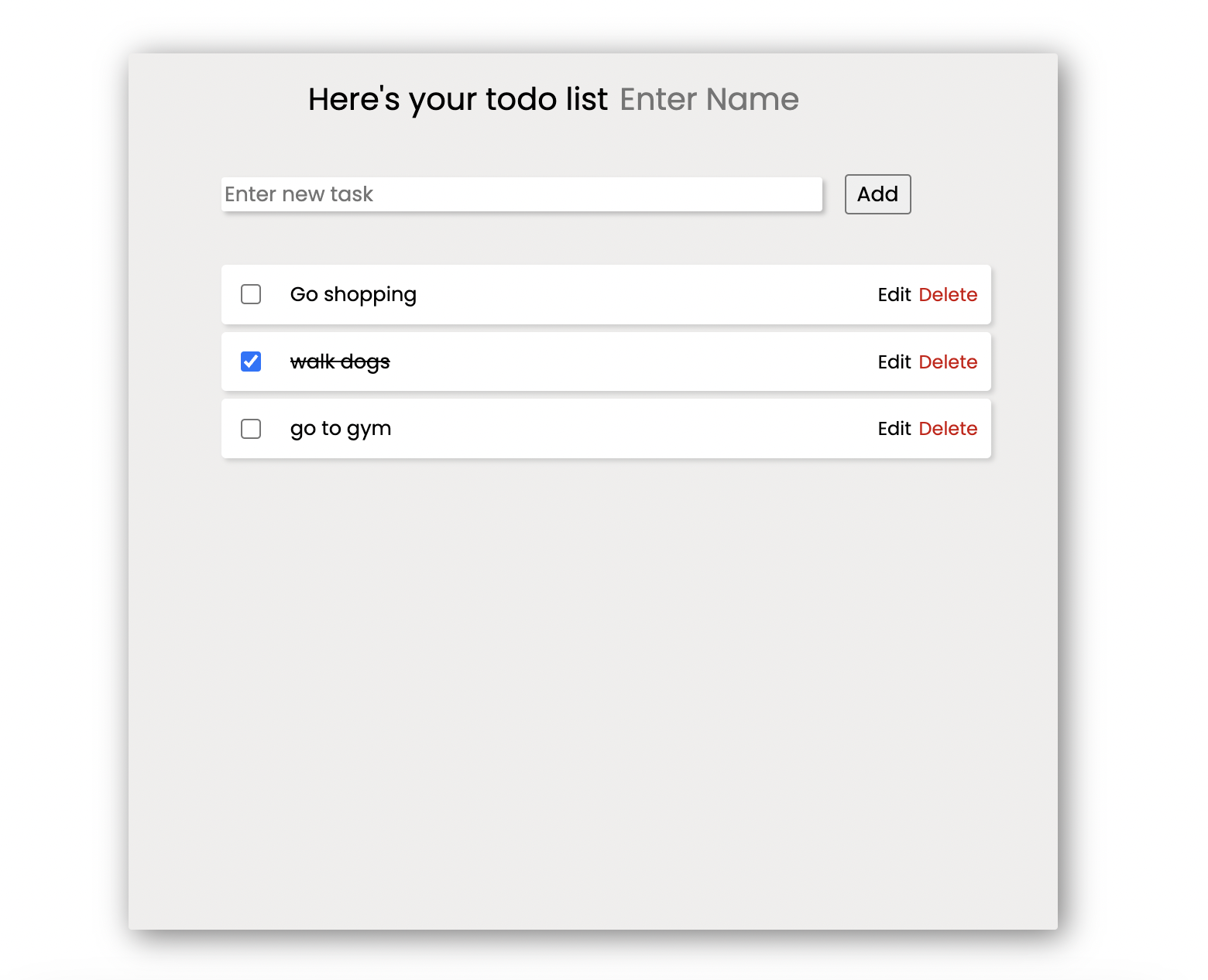 Preview of JS Todo list app